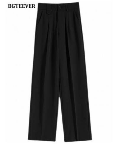 Casual Chic Loose Female Solid Suit Pants 2022 Spring Summer Pantalon High Waist Pockets Women Wide Leg Trousers $53.03 - Pan...