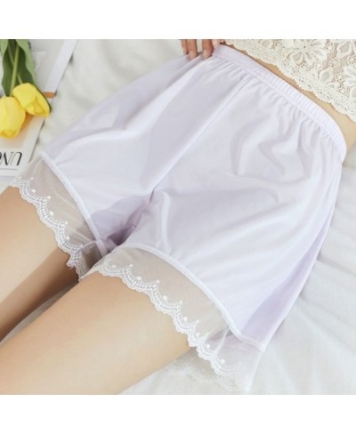 Sexy Lace Satin Pajama Sleep Bottoms Women Summer 2023 Cute Elastic Waist Solid Color Sleepwear Safety Boxer Home Pyjama Shor...