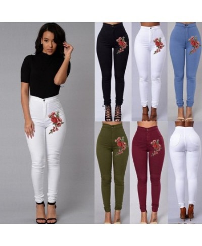 Fashion Women Skinny Embroidery Floral Jeans Stretch High Waist Workout Ripped Denim Pants Trousers 3xl Plus Size $26.44 - Jeans