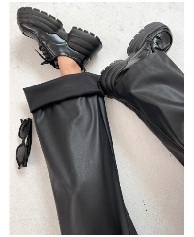 Straight Leather Pants Women High Waist PU Leather Trousers Baggy Black Female Streetwear Clothing New Fashion Ladies $36.37 ...