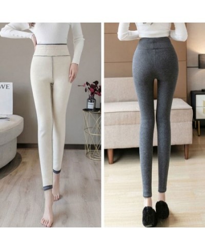 Winter Women's Thicken Lambwool Leggings Fleece Lined Ankle-length Pants Casual Warm Leggings Trousers Hight Waist Pantalon N...