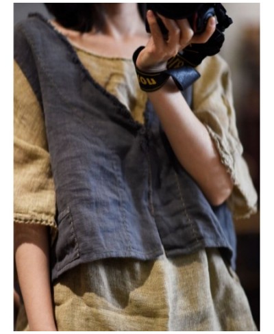 Women Summer Autumn Linen V Neck Vests Waistcoat Outerwear Ladies Vintage Flax Vest Female 2022 Vests $64.52 - Jackets & Coats