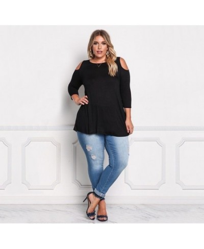 Women Spring Summer Knitted Off Shoulder T-shirt Solid Street Sexy Casual Blouse Tee Shirt Plus Size Ladies Tunic Peplum Tops...