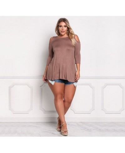 Women Spring Summer Knitted Off Shoulder T-shirt Solid Street Sexy Casual Blouse Tee Shirt Plus Size Ladies Tunic Peplum Tops...