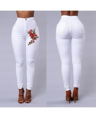 Fashion Women Skinny Embroidery Floral Jeans Stretch High Waist Workout Ripped Denim Pants Trousers 3xl Plus Size $26.44 - Jeans