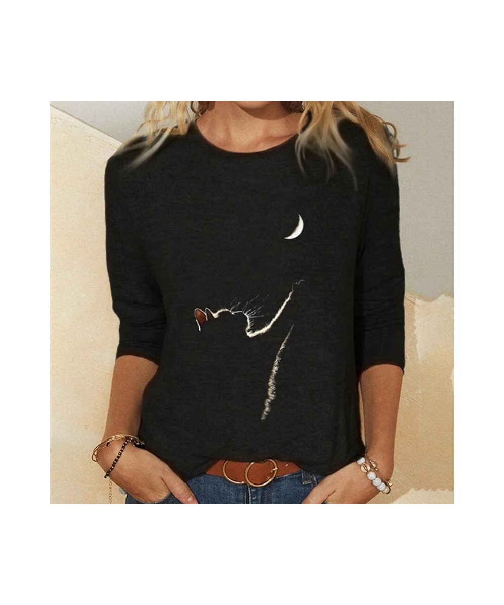 Women Clothes Spring Autumn Casual Pullovers Women's Clothing Funny Cute Cat 3D Print Long Sleeve T-Shirts Ladies Fashion Top...