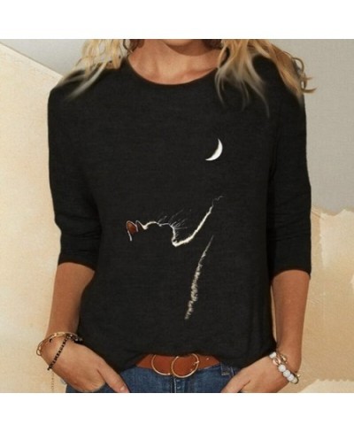 Women Clothes Spring Autumn Casual Pullovers Women's Clothing Funny Cute Cat 3D Print Long Sleeve T-Shirts Ladies Fashion Top...