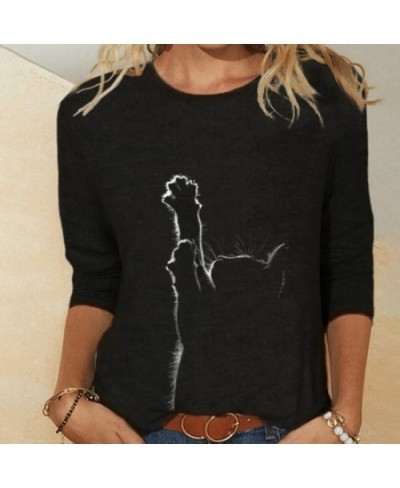 Women Clothes Spring Autumn Casual Pullovers Women's Clothing Funny Cute Cat 3D Print Long Sleeve T-Shirts Ladies Fashion Top...