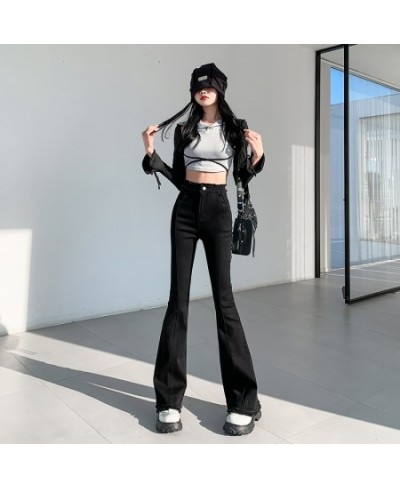 Y2K Spring Female Denim Trousers New Fashion Spliced High Waist Flare Pants Tassels Ankle Full Length Jeans Black Blue $47.95...