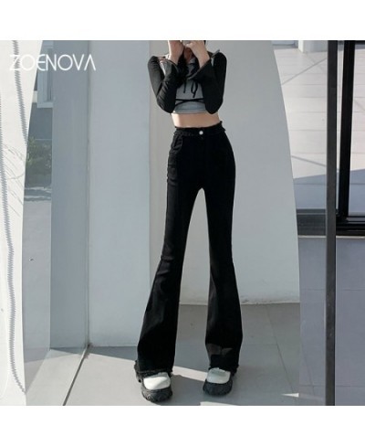 Y2K Spring Female Denim Trousers New Fashion Spliced High Waist Flare Pants Tassels Ankle Full Length Jeans Black Blue $47.95...