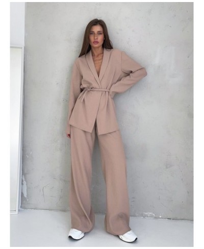 Full Sleeves Pajamas For Women Robe Suits With Pants Wide Leg Solid Loose Sets Womens Outfits 2022 Home Suit Sleep Clothes $5...