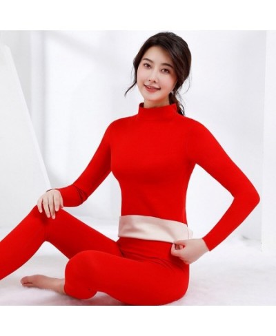 Women's Seamless Thermal Underwear Winter Pajamas Clothes Thick Double Layer Warm Thermo Lingerie 2 Pieces Turtleneck Long $7...