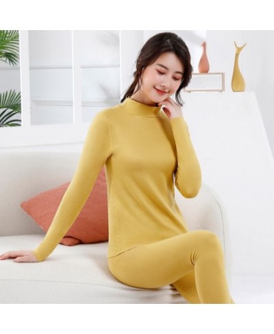 Women's Seamless Thermal Underwear Winter Pajamas Clothes Thick Double Layer Warm Thermo Lingerie 2 Pieces Turtleneck Long $7...