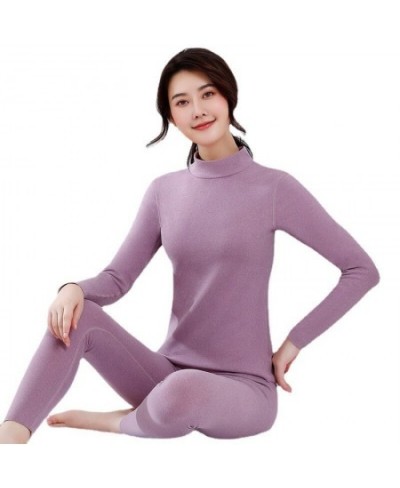 Women's Seamless Thermal Underwear Winter Pajamas Clothes Thick Double Layer Warm Thermo Lingerie 2 Pieces Turtleneck Long $7...