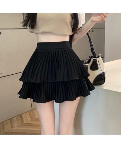 Double-deck cake skirt 2023 summer pink black skirts for women korean fashion white kawaii mini Pleated skirt faldas para muj...