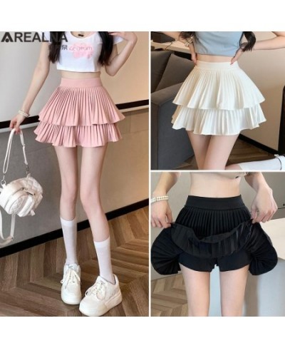 Double-deck cake skirt 2023 summer pink black skirts for women korean fashion white kawaii mini Pleated skirt faldas para muj...