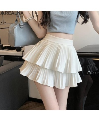 Double-deck cake skirt 2023 summer pink black skirts for women korean fashion white kawaii mini Pleated skirt faldas para muj...