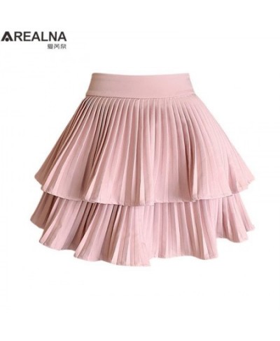 Double-deck cake skirt 2023 summer pink black skirts for women korean fashion white kawaii mini Pleated skirt faldas para muj...