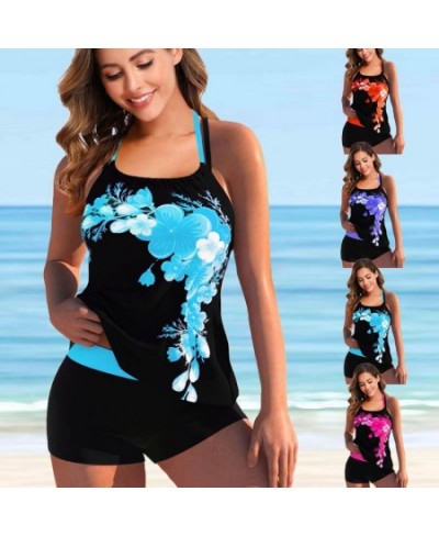 New 2022 Women Flower Print Tankini Swimwear Swimsuit Female Print Bikini Set Summer Plus Size Monokini Bathing Suit Beach We...