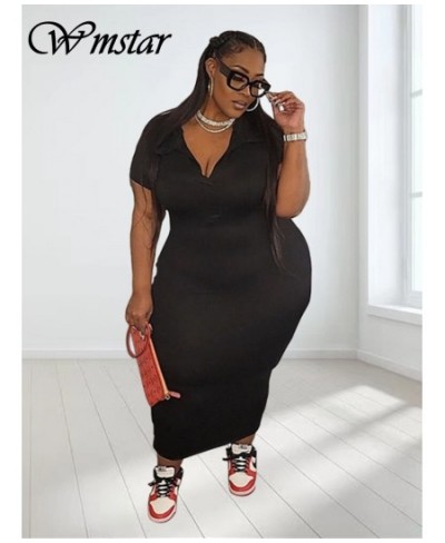 Plus Size Dresses for Women Summer Clothing Solid V Neck Bodycon Casual Stretch Maxi Dress Wholesaleing $35.97 - Plus Size Cl...