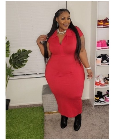 Plus Size Dresses for Women Summer Clothing Solid V Neck Bodycon Casual Stretch Maxi Dress Wholesaleing $35.97 - Plus Size Cl...