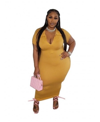 Plus Size Dresses for Women Summer Clothing Solid V Neck Bodycon Casual Stretch Maxi Dress Wholesaleing $35.97 - Plus Size Cl...