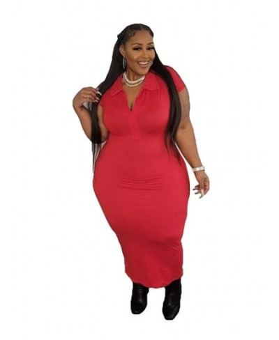 Plus Size Dresses for Women Summer Clothing Solid V Neck Bodycon Casual Stretch Maxi Dress Wholesaleing $35.97 - Plus Size Cl...