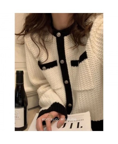 Korean cardigan sweater wear autumn style base coat small fragrance coat long sleeve o neck knitted cardigan sweater women to...