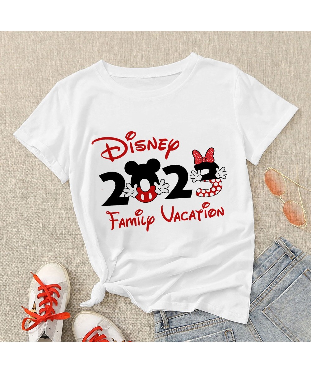 Family Vacation T Shirt Women 2023 Mickey and Friends Print Fashion Clothes Basic Tops Summer Travel T-shirts $20.84 - Tops &...