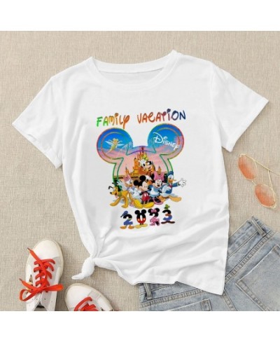 Family Vacation T Shirt Women 2023 Mickey and Friends Print Fashion Clothes Basic Tops Summer Travel T-shirts $20.84 - Tops &...