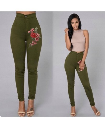 Fashion Women Skinny Embroidery Floral Jeans Stretch High Waist Workout Ripped Denim Pants Trousers 3xl Plus Size $26.44 - Jeans