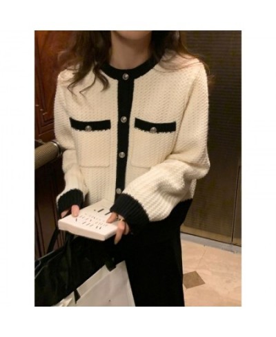 Korean cardigan sweater wear autumn style base coat small fragrance coat long sleeve o neck knitted cardigan sweater women to...