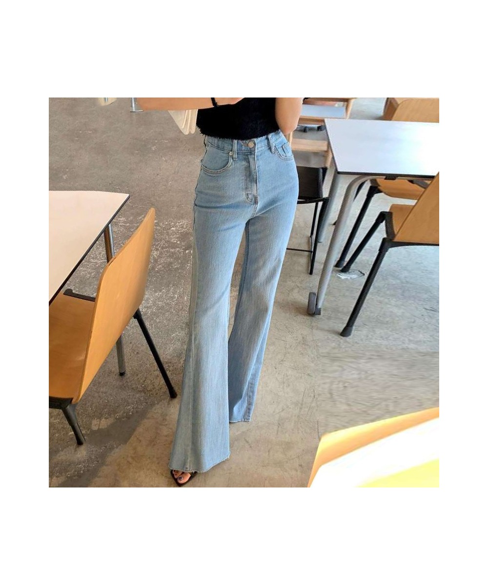 Chic Straight Jeans Women Flare Pants Elegant Office Ladies Slim High Waist Denim Trousers Vintage Light Blue Jeans $47.26 - ...