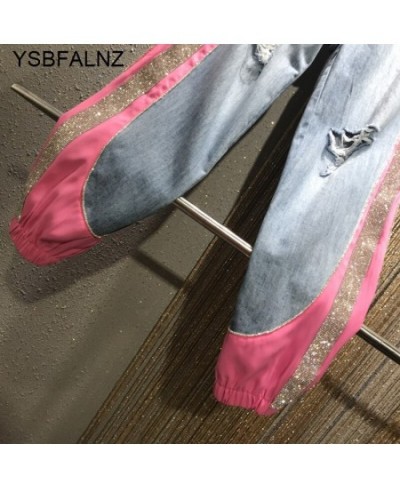 Rhinestone Color Matching Ankle-Tied Harem Jeans Women Elastic Waist Slimming Denim Baggy Pants 2022 Summer New Pantalones $7...