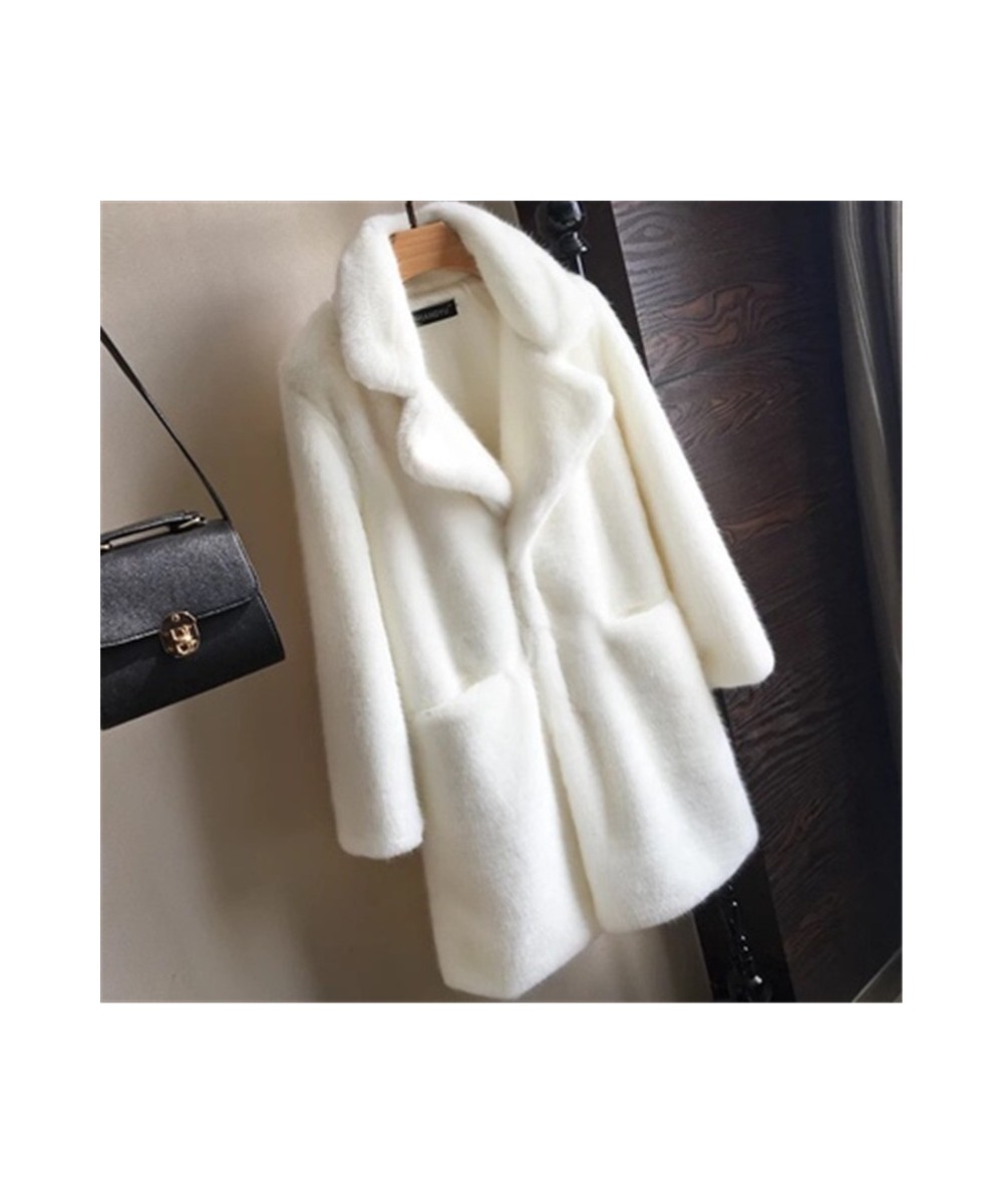 New Faux Mink Fur Coat Women Autumn Winter Thick Warm Fur Jackets Female Fashion Pink White Mink Fur Coats Large Size $65.01 ...