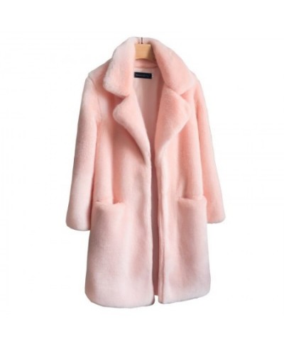 New Faux Mink Fur Coat Women Autumn Winter Thick Warm Fur Jackets Female Fashion Pink White Mink Fur Coats Large Size $65.01 ...