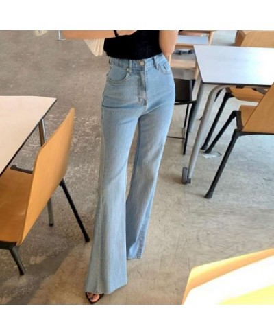 Chic Straight Jeans Women Flare Pants Elegant Office Ladies Slim High Waist Denim Trousers Vintage Light Blue Jeans $47.26 - ...