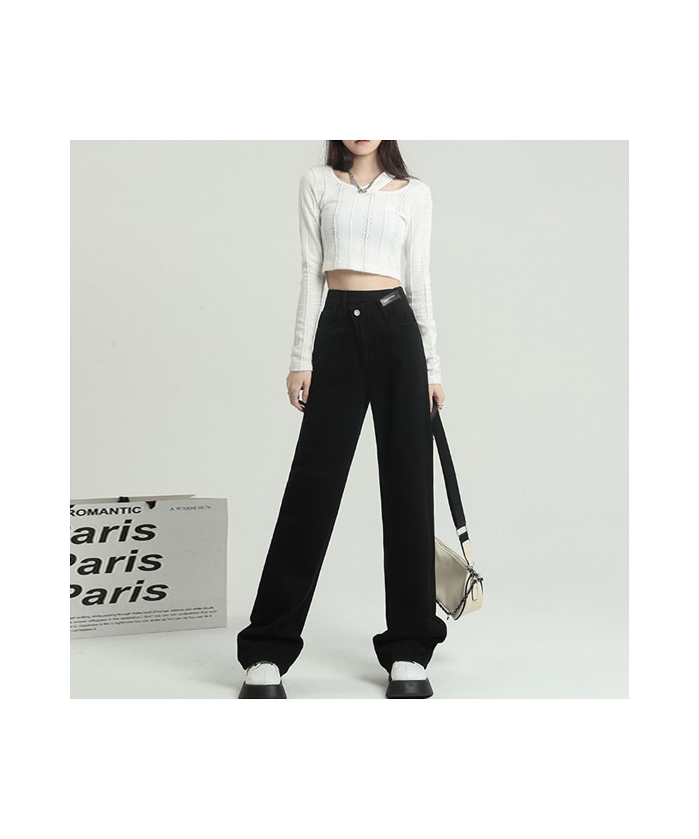 High Waisted Jeans for Women 2022 Black Pants Irregular Waist Straight Vintage Streetwear New Fashion Y2k Denim Pants $58.37 ...