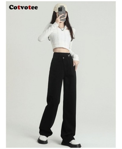 High Waisted Jeans for Women 2022 Black Pants Irregular Waist Straight Vintage Streetwear New Fashion Y2k Denim Pants $58.37 ...