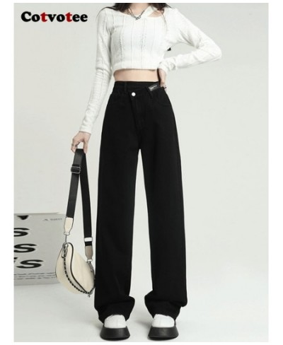 High Waisted Jeans for Women 2022 Black Pants Irregular Waist Straight Vintage Streetwear New Fashion Y2k Denim Pants $58.37 ...