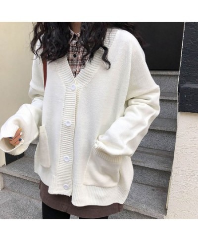 Sweaters Women Knitted Cardigan V-Neck Long Sleeve Fashion Knitting Female Autumn Elegant Green Brown Red White Black Grey Pi...