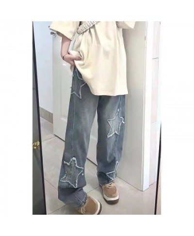 Y2K Emo Women Streetwear Oversized Star Pattern Straight Trousers Baggy Jeans Fairy Grunge Hip Hop Denim Pants Korean Clothes...