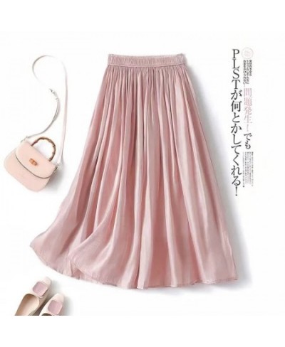 Solid Casual Chic Elastic High Waist Loose A-line Women's Skirt Korean Fashion Mid-Calf Skirts For Women Spring Summer 2023 $...