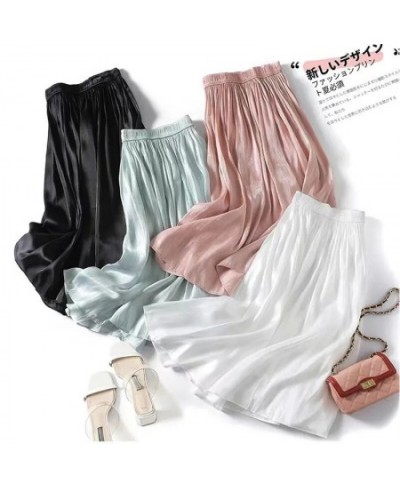 Solid Casual Chic Elastic High Waist Loose A-line Women's Skirt Korean Fashion Mid-Calf Skirts For Women Spring Summer 2023 $...