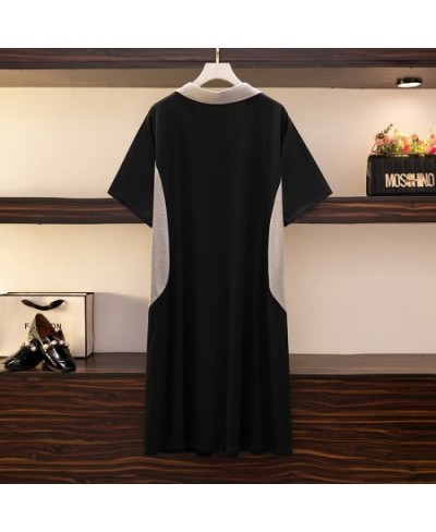 New 2022 Summer Plus Size Dress For Women Large Size Loose Short Sleeve Gray Cotton V-neck Midi Dress 3XL 4XL 5XL 6XL 7XL $61...