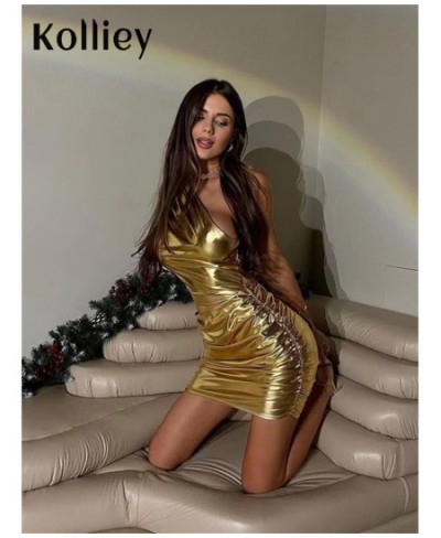 Spring Two 2 Piece Sets Womens Club Outifits Pleated Skew Collar Sleeveless Crop Top Bodycon Skirts Gold Matching Sets $33.22...