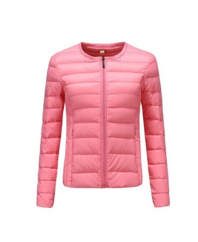 2023 Autumn Winter Women Ultra Light Down Jacket Slim Warm White Duck Down Coat Parkas Ladies Thin Short Coat Outwear Tops $5...