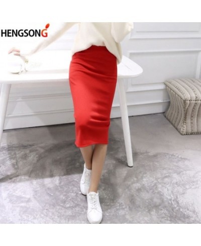 2023 Spring Summer Bodycon Skirts Women Faldas Split Skirt Midi Slim Saias Pencil Skirts For Women Female Knitted Skirt Women...