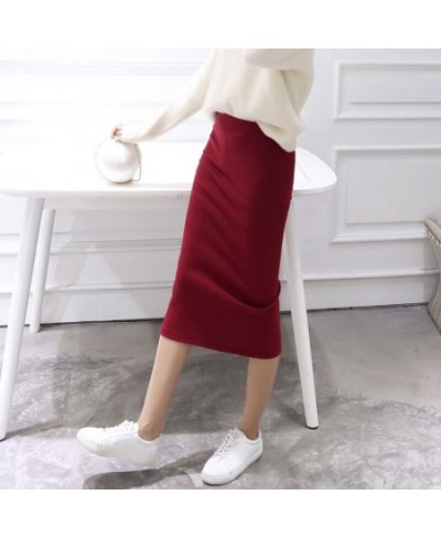 2023 Spring Summer Bodycon Skirts Women Faldas Split Skirt Midi Slim Saias Pencil Skirts For Women Female Knitted Skirt Women...