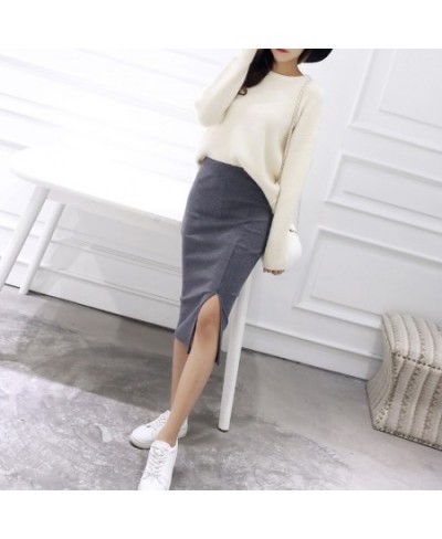 2023 Spring Summer Bodycon Skirts Women Faldas Split Skirt Midi Slim Saias Pencil Skirts For Women Female Knitted Skirt Women...